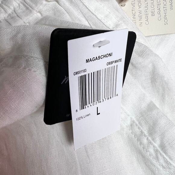 Magaschoni Womens Linen Utility Cargo Pockets Elastic Waist Drawstring Pants - Picture 6 of 15